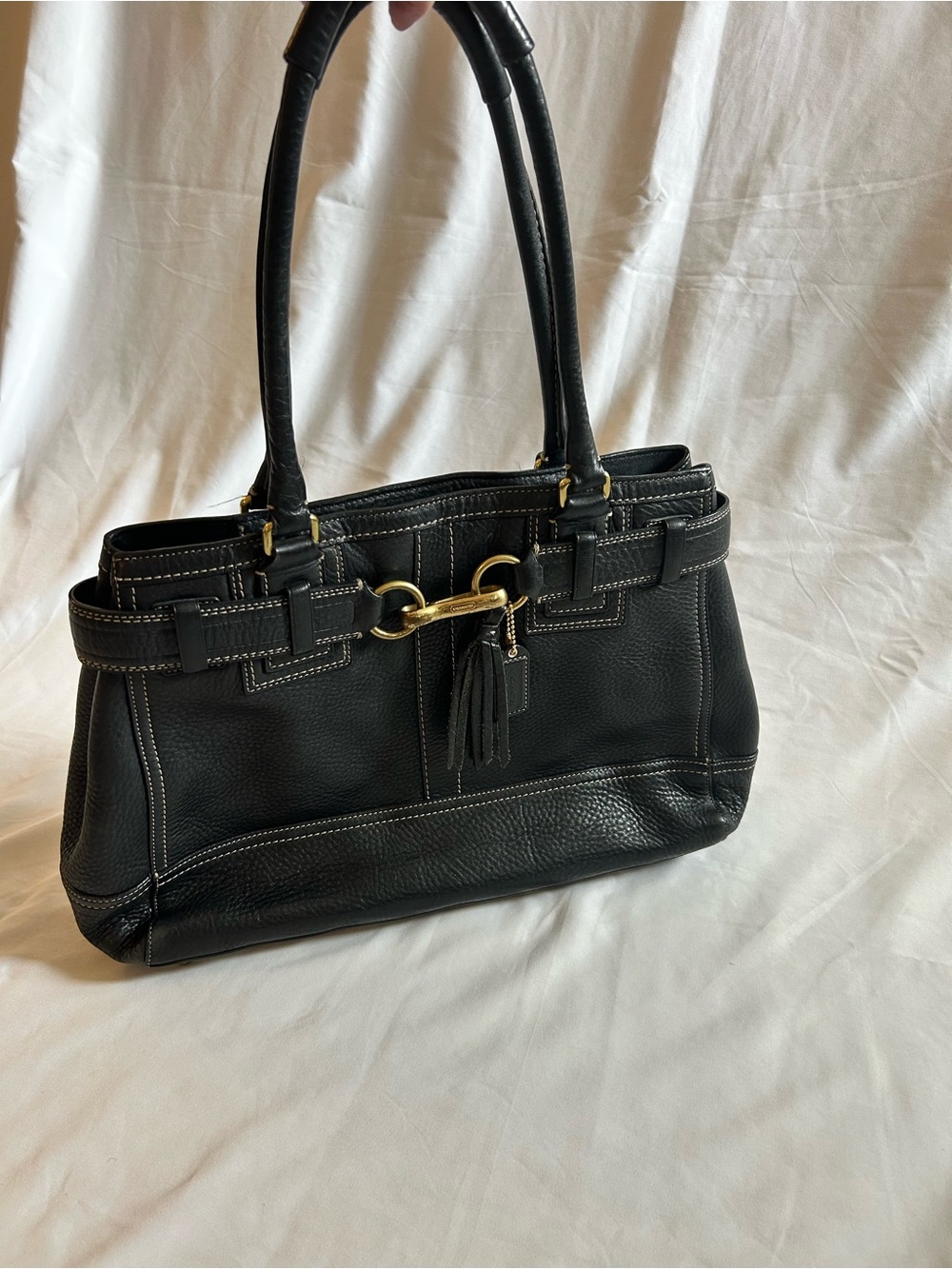 Coach Black Pebbled Leather Shoulder Bag